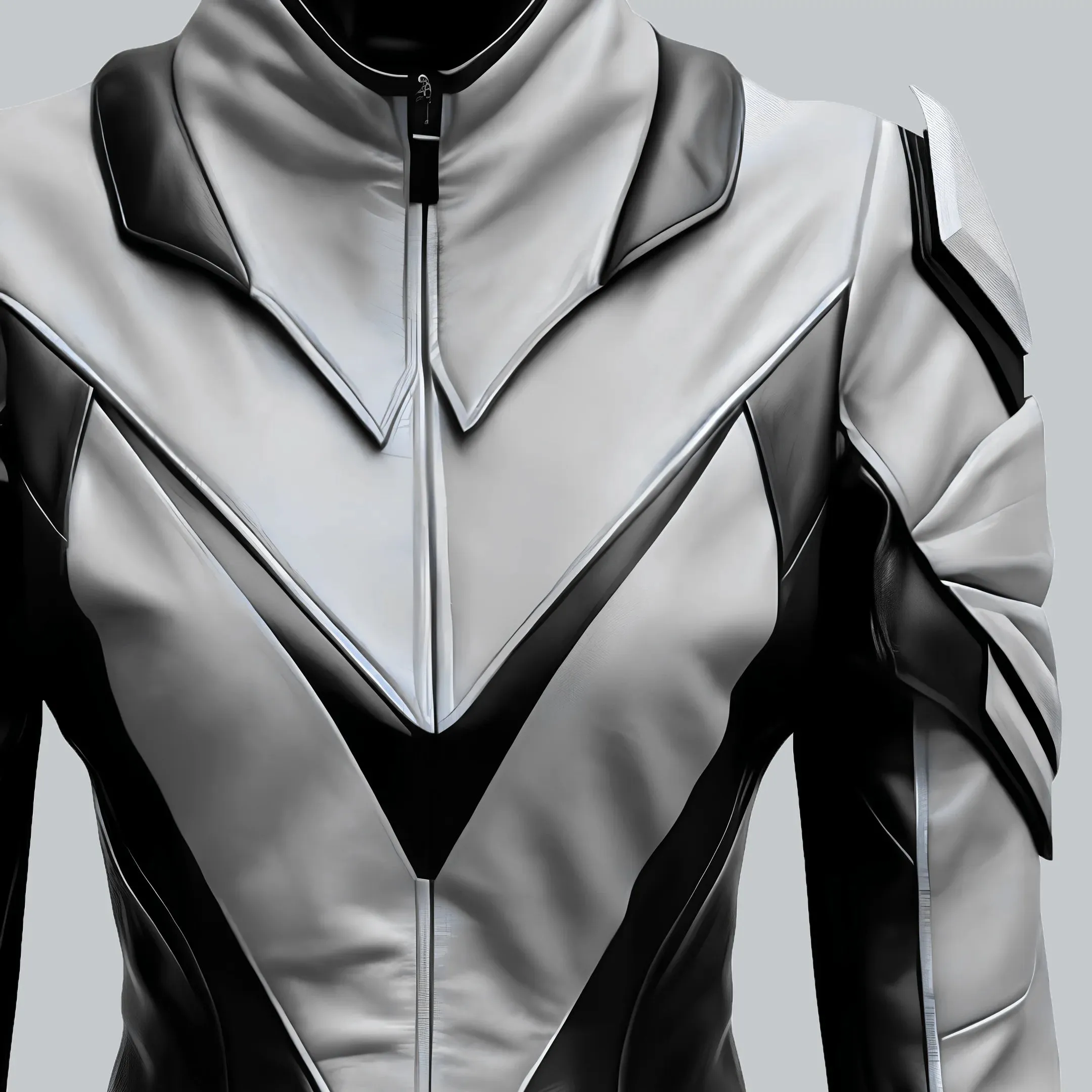 Black And White Faux Leather Biker Jacket