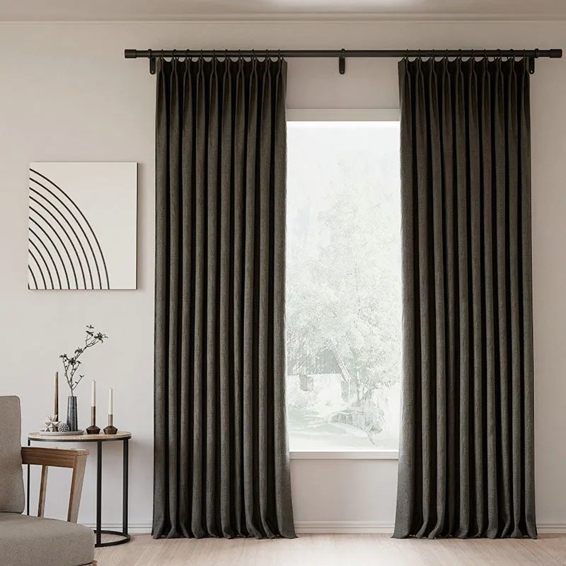 Lille Blackout Linen Curtains Natural Modern Custom Drapes Tapioca | Pleated