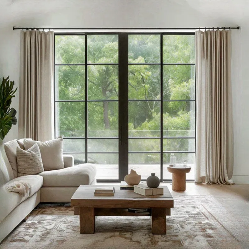 Lille Blackout Linen Curtains Natural Modern Custom Drapes Tapioca | Pleated