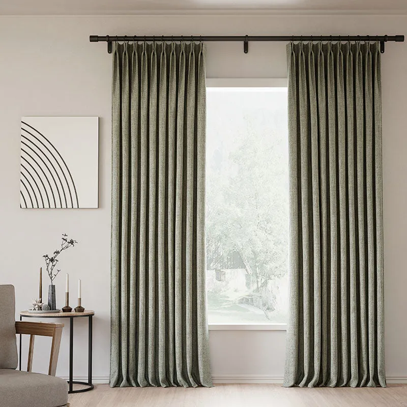 Lille Blackout Linen Curtains Natural Modern Custom Drapes Tapioca | Pleated
