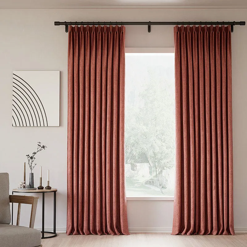 Lille Blackout Linen Curtains Natural Modern Custom Drapes Tapioca | Pleated
